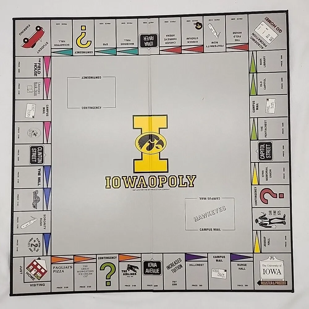 Game Iowaopoly 1st Edition 1987 University Of Iowa, Power Co, Hamburg Inn VTG